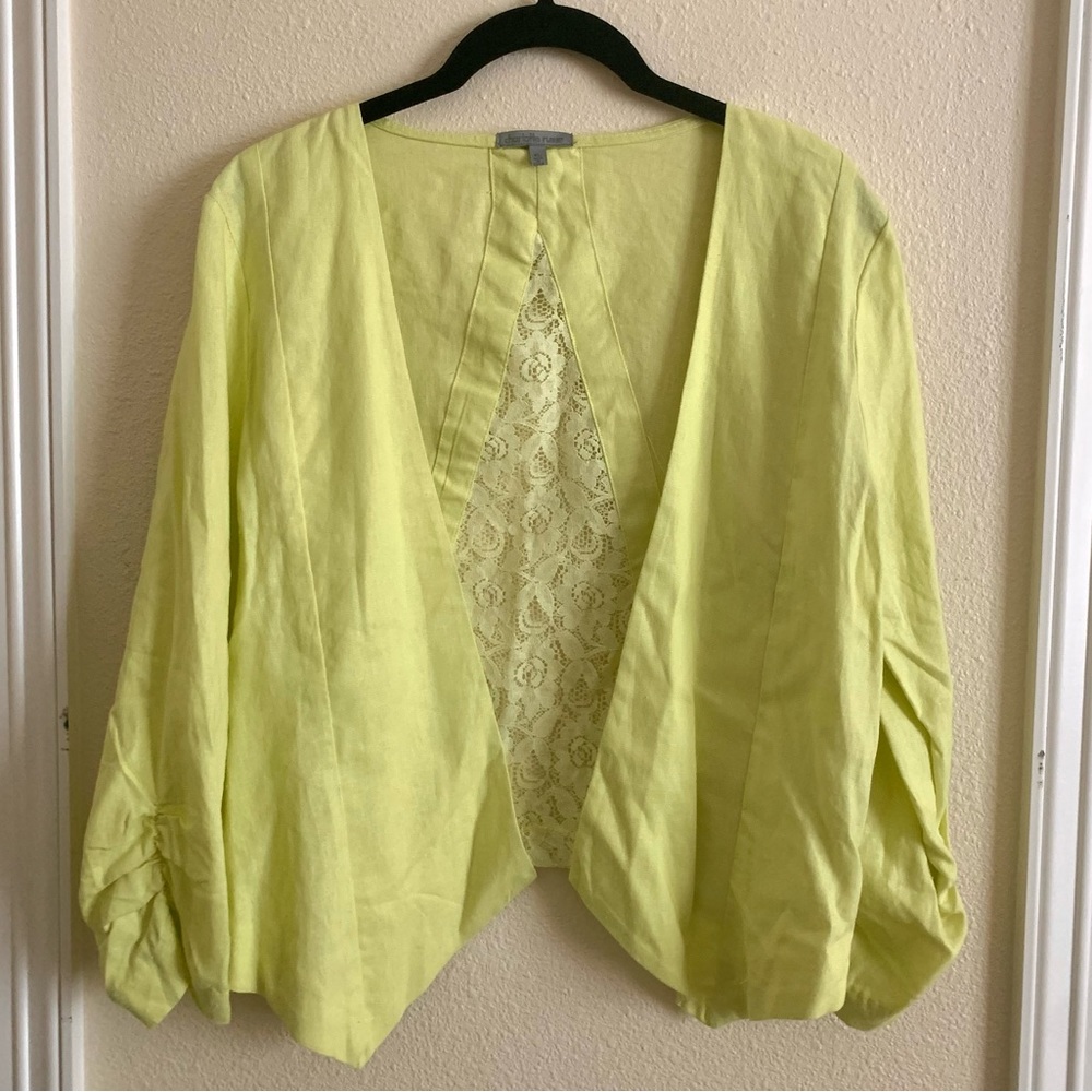 Pale Yellow Delicate Blazer w/ White Lace